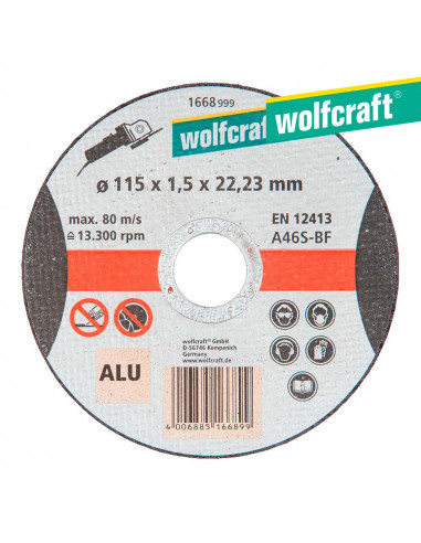 disco de corte para aluminio ø 115 x 1,5 x 22,23mm. 1668999 wolfcraft