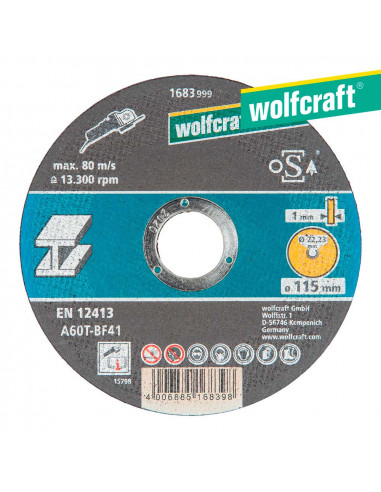 disco de corte para metal ø 115 x 1,0 x 22,23mm. 1683999  wolfcraft