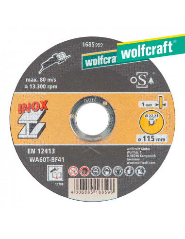 Sco de corte de precisión para acero inoxidable ø 115 x 1 x 22,23mm.| Wolfcraft