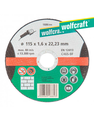 disco de corte de precisión para piedra ø 115 x 1,6 x 22,23mm. 1686999 wolfcraft