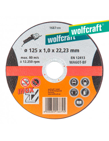 Sco de corte de precisión para acero inoxidable ø 125 x 1 x 22,23mm.| Wolfcraft