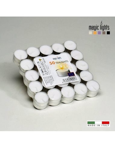 pack 50 velas blancas 12gr. magic lights