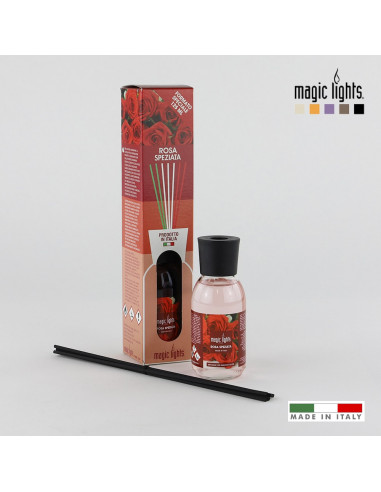 difusor aroma mikado  rosa especiada 125ml. magic lights