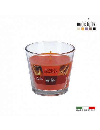 vela perfumada vaso vidrio naranja-canela 150gr. magic lights