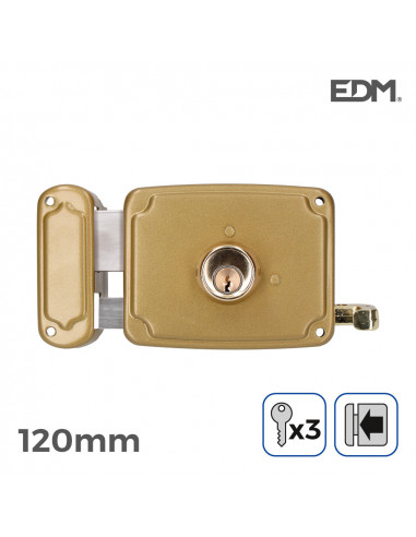 Cerradura izquierda 120mm 3 llaves incluidas| Edm