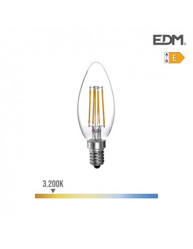 Bougie Avec Filament LED E14 4W 550LM 3200K Light Quetide ã¸4.5x7.8cm | EDM