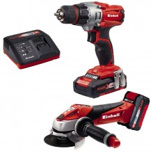 SET TALADRO LITIO + AMOLADORA TE-TK 18 Li Kit (CD+AG) 2 BATERIAS 1,5 Y 3Ah EINHELL